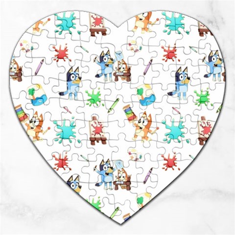 Bluey, Bluey merch, Bluey pattern, Bluey Bluey, bingo, Bluey design, bluey dog Jigsaw Puzzle (Heart) from ArtsNow.com Front