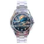 Ocean Sea Waves Stainless Steel Analogue Watch