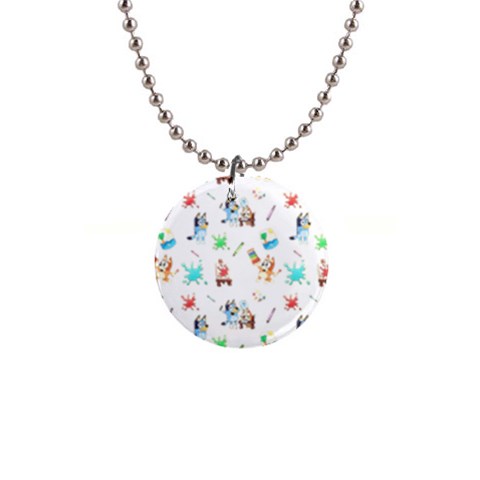 Bluey, Bluey merch, Bluey pattern, Bluey Bluey, bingo, Bluey design, bluey dog 1  Button Necklace from ArtsNow.com Front
