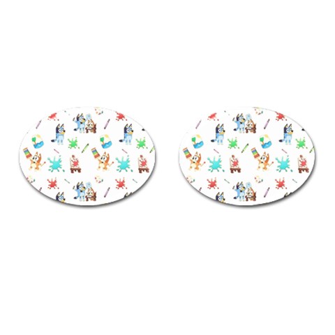 Bluey, Bluey merch, Bluey pattern, Bluey Bluey, bingo, Bluey design, bluey dog Cufflinks (Oval) from ArtsNow.com Front(Pair)