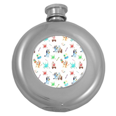 Bluey, Bluey merch, Bluey pattern, Bluey Bluey, bingo, Bluey design, bluey dog Round Hip Flask (5 oz) from ArtsNow.com Front