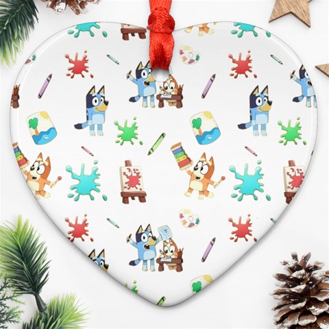 Bluey, Bluey merch, Bluey pattern, Bluey Bluey, bingo, Bluey design, bluey dog Heart Ornament (Two Sides) from ArtsNow.com Front