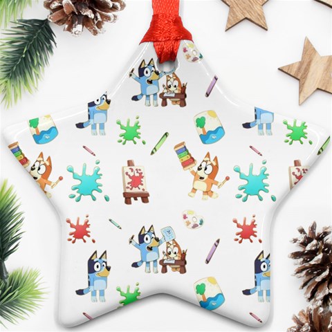 Bluey, Bluey merch, Bluey pattern, Bluey Bluey, bingo, Bluey design, bluey dog Star Ornament (Two Sides) from ArtsNow.com Back
