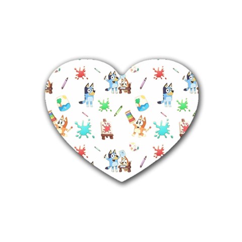 Bluey, Bluey merch, Bluey pattern, Bluey Bluey, bingo, Bluey design, bluey dog Rubber Heart Coaster (4 pack) from ArtsNow.com Front