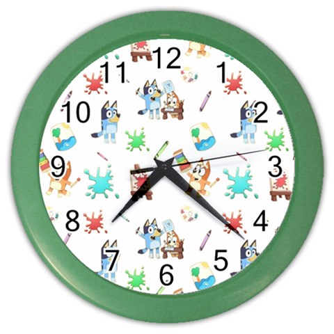 Bluey, Bluey merch, Bluey pattern, Bluey Bluey, bingo, Bluey design, bluey dog Color Wall Clock from ArtsNow.com Front