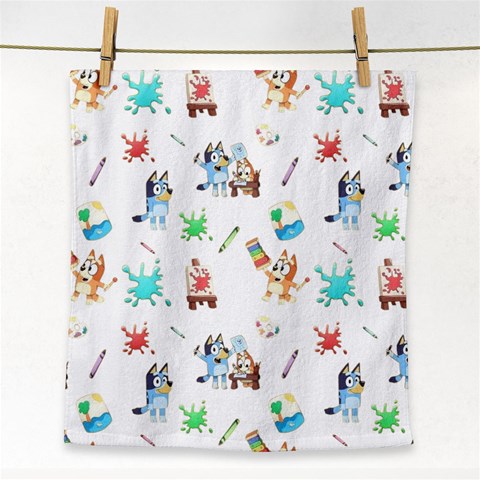 Bluey, Bluey merch, Bluey pattern, Bluey Bluey, bingo, Bluey design, bluey dog Face Towel from ArtsNow.com Front