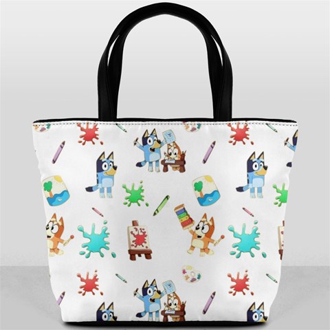Bluey, Bluey merch, Bluey pattern, Bluey Bluey, bingo, Bluey design, bluey dog Bucket Bag from ArtsNow.com Front