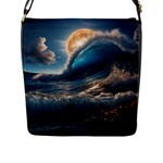 Ocean Sea Waves Flap Closure Messenger Bag (L)