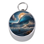 Ocean Sea Waves Mini Silver Compasses