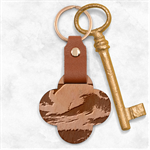 Ocean Sea Waves Engraved Wood Key Chain