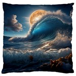 Ocean Sea Waves Large Premium Plush Fleece Cushion Case (Two Sides)