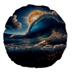 Ocean Sea Waves Large 18  Premium Flano Round Cushions