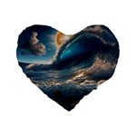 Ocean Sea Waves Standard 16  Premium Flano Heart Shape Cushions
