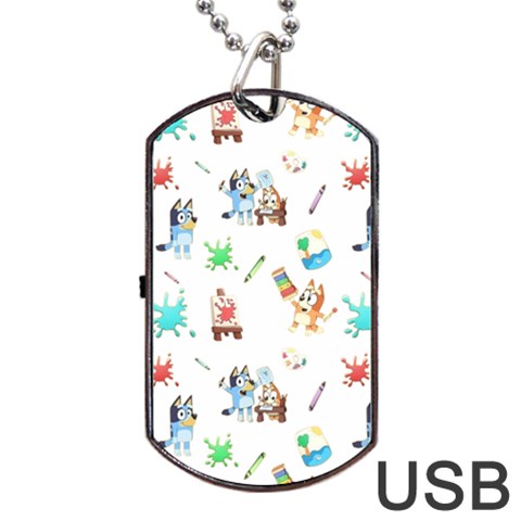 Bluey, Bluey merch, Bluey pattern, Bluey Bluey, bingo, Bluey design, bluey dog Dog Tag USB Flash (Two Sides) from ArtsNow.com Front