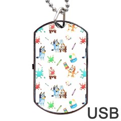 Bluey, Bluey merch, Bluey pattern, Bluey Bluey, bingo, Bluey design, bluey dog Dog Tag USB Flash (Two Sides) from ArtsNow.com Back