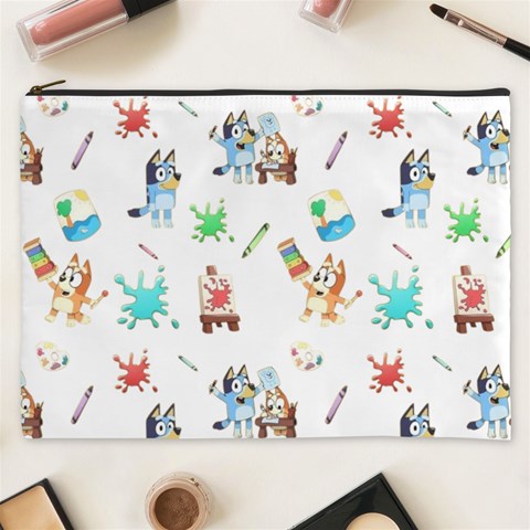 Bluey, Bluey merch, Bluey pattern, Bluey Bluey, bingo, Bluey design, bluey dog Cosmetic Bag (XXXL) from ArtsNow.com Front