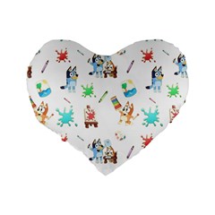 Bluey, Bluey merch, Bluey pattern, Bluey Bluey, bingo, Bluey design, bluey dog Standard 16  Premium Heart Shape Cushions from ArtsNow.com Back