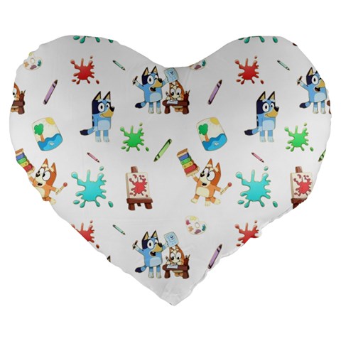 Bluey, Bluey merch, Bluey pattern, Bluey Bluey, bingo, Bluey design, bluey dog Large 19  Premium Heart Shape Cushions from ArtsNow.com Front