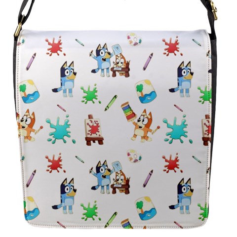 Bluey, Bluey merch, Bluey pattern, Bluey Bluey, bingo, Bluey design, bluey dog Flap Closure Messenger Bag (S) from ArtsNow.com Front