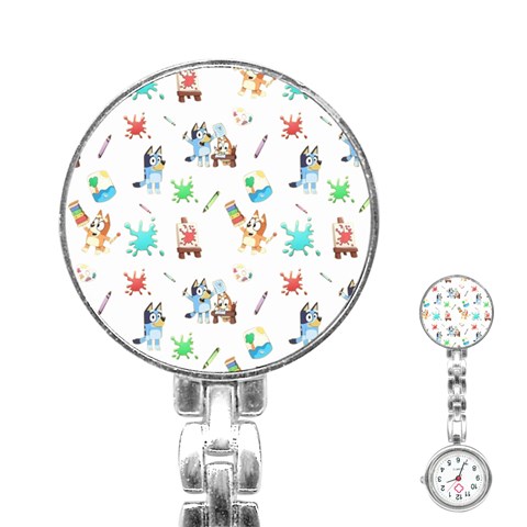Bluey, Bluey merch, Bluey pattern, Bluey Bluey, bingo, Bluey design, bluey dog Stainless Steel Nurses Watch from ArtsNow.com Front