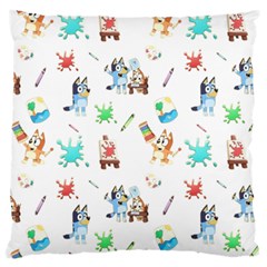Bluey, Bluey merch, Bluey pattern, Bluey Bluey, bingo, Bluey design, bluey dog Large Premium Plush Fleece Cushion Case (Two Sides) from ArtsNow.com Back