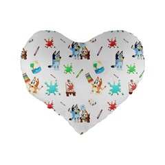 Bluey, Bluey merch, Bluey pattern, Bluey Bluey, bingo, Bluey design, bluey dog Standard 16  Premium Flano Heart Shape Cushions from ArtsNow.com Back