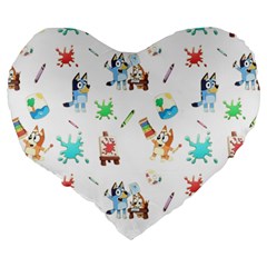 Bluey, Bluey merch, Bluey pattern, Bluey Bluey, bingo, Bluey design, bluey dog Large 19  Premium Flano Heart Shape Cushions from ArtsNow.com Back