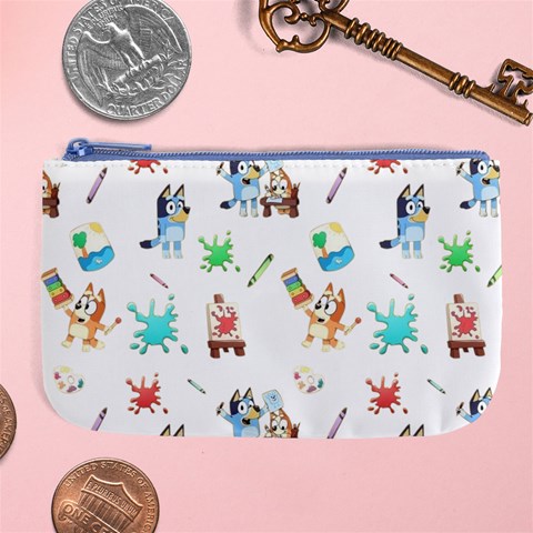 Bluey, Bluey merch, Bluey pattern, Bluey Bluey, bingo, Bluey design, bluey dog Large Coin Purse from ArtsNow.com Front