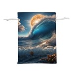 Ocean Sea Waves Lightweight Drawstring Pouch (S)