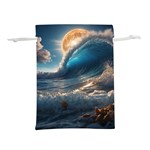 Ocean Sea Waves Lightweight Drawstring Pouch (L)