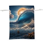 Ocean Sea Waves Lightweight Drawstring Pouch (XL)