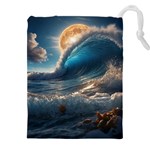 Ocean Sea Waves Drawstring Pouch (4XL)