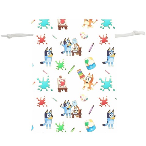 Bluey, Bluey merch, Bluey pattern, Bluey Bluey, bingo, Bluey design, bluey dog Lightweight Drawstring Pouch (XL) from ArtsNow.com Front