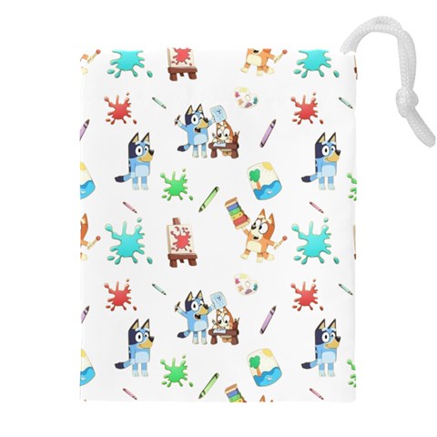 Bluey, Bluey merch, Bluey pattern, Bluey Bluey, bingo, Bluey design, bluey dog Drawstring Pouch (4XL) from ArtsNow.com Front