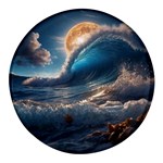 Ocean Sea Waves Round Glass Fridge Magnet (4 pack)