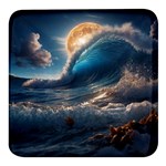 Ocean Sea Waves Square Glass Fridge Magnet (4 pack)