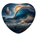 Ocean Sea Waves Heart Glass Fridge Magnet (4 pack)