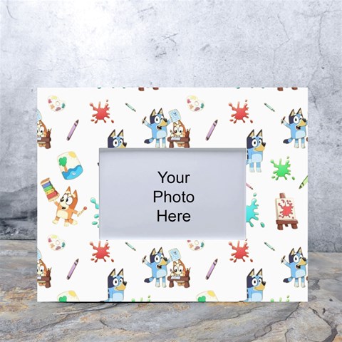 Bluey, Bluey merch, Bluey pattern, Bluey Bluey, bingo, Bluey design, bluey dog White Tabletop Photo Frame 4 x6  from ArtsNow.com Front