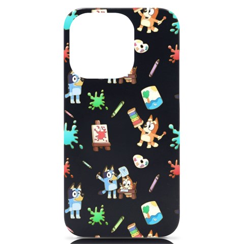 Bluey, Bluey merch, Bluey pattern, Bluey Bluey, bingo, Bluey design, bluey dog iPhone 14 Pro Black UV Print PC Hardshell Case from ArtsNow.com Front