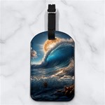 Ocean Sea Waves Nappa Leather Luggage Tag Rectangle
