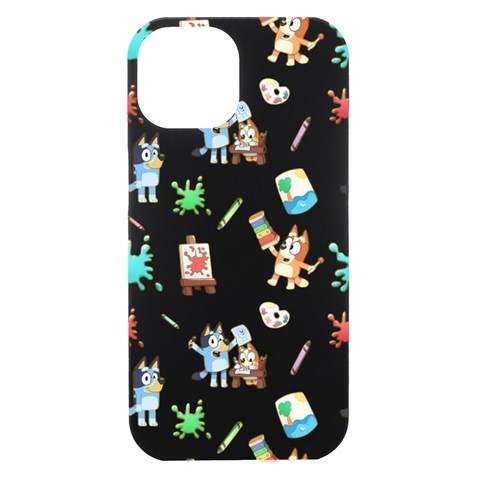 Bluey, Bluey merch, Bluey pattern, Bluey Bluey, bingo, Bluey design, bluey dog iPhone 15 Black UV Print PC Hardshell Case from ArtsNow.com Front