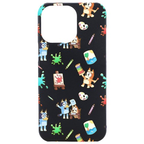 Bluey, Bluey merch, Bluey pattern, Bluey Bluey, bingo, Bluey design, bluey dog iPhone 15 Pro Max Black UV Print PC Hardshell Case from ArtsNow.com Front