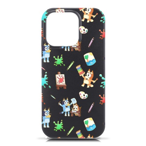 Bluey, Bluey merch, Bluey pattern, Bluey Bluey, bingo, Bluey design, bluey dog iPhone 16 Pro Black UV Print PC Hardshell Case from ArtsNow.com Front