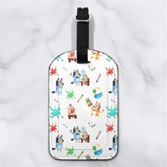 Bluey, Bluey merch, Bluey pattern, Bluey Bluey, bingo, Bluey design, bluey dog Nappa Leather Luggage Tag Rectangle from ArtsNow.com Back