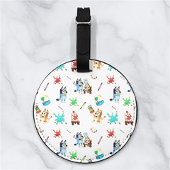 Bluey, Bluey merch, Bluey pattern, Bluey Bluey, bingo, Bluey design, bluey dog Nappa Leather Luggage Tag Round from ArtsNow.com Front