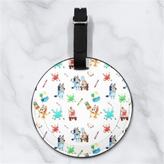 Bluey, Bluey merch, Bluey pattern, Bluey Bluey, bingo, Bluey design, bluey dog Nappa Leather Luggage Tag Round from ArtsNow.com Back