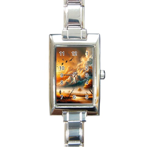 Nature Storm Painting Rectangle Italian Charm Watch from ArtsNow.com Front
