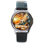 Nature Storm Painting Round Metal Watch