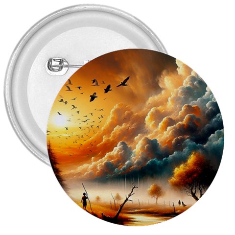 Nature Storm Painting 3  Buttons from ArtsNow.com Front