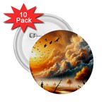 Nature Storm Painting 2.25  Buttons (10 pack) 